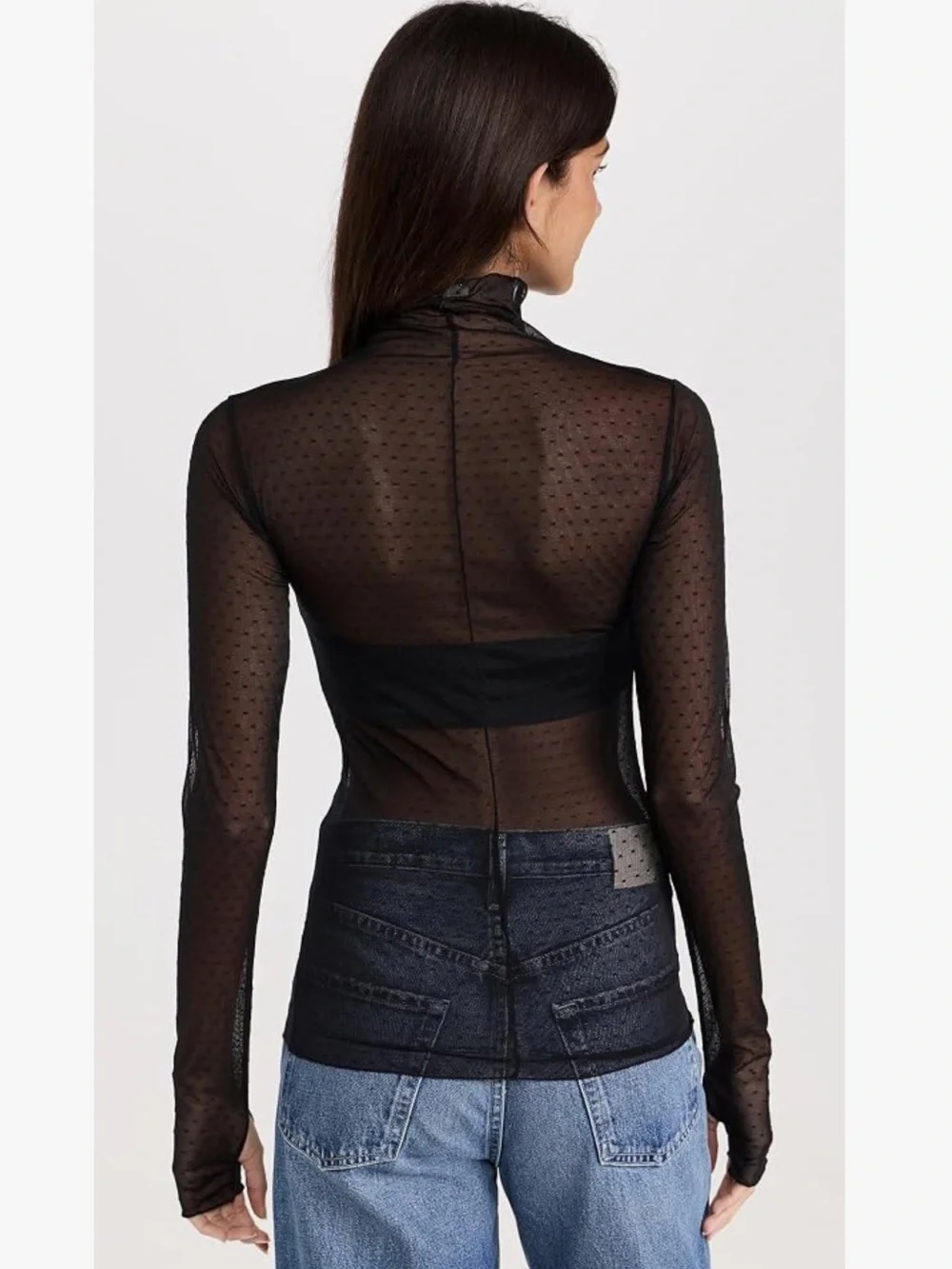 Free People On the Dot Black sheer layering top